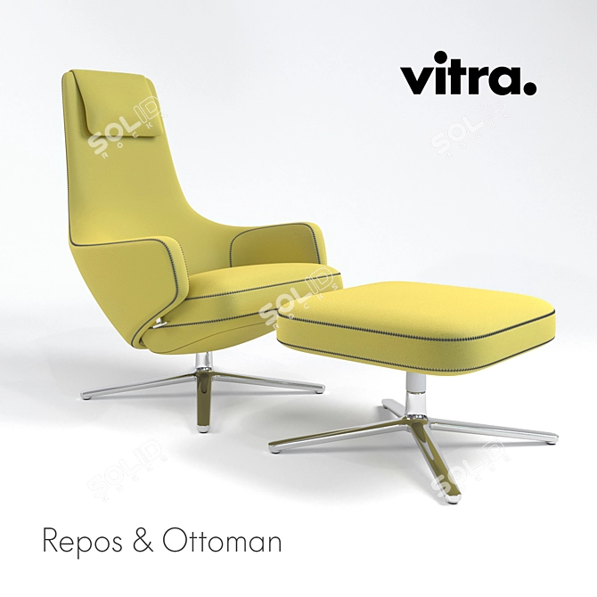 Elegant Vitra Repos with Ottoman 3D model image 1