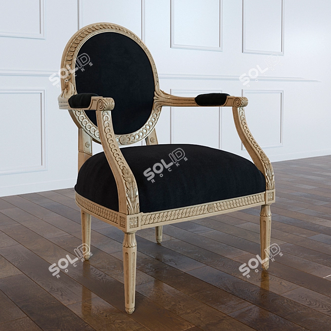 Regal Gold Carved Chair 3D model image 1