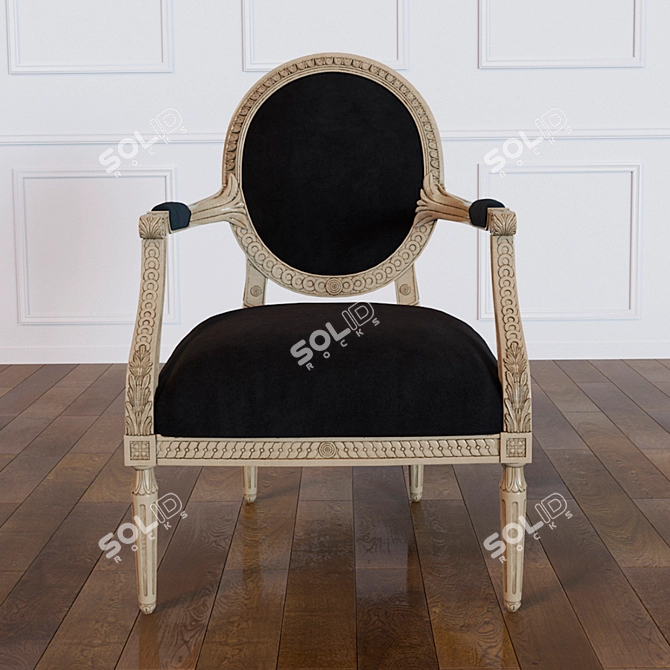 Regal Gold Carved Chair 3D model image 2