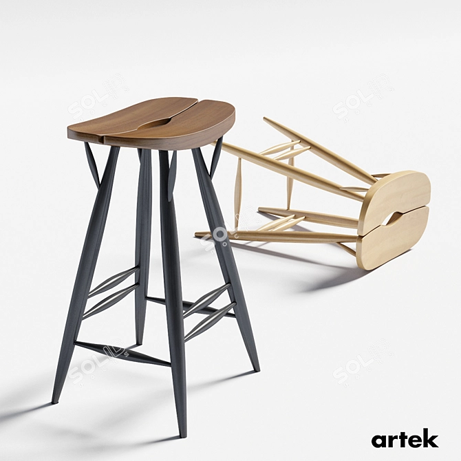 Vintage Pirkka Bar Stool 3D model image 1