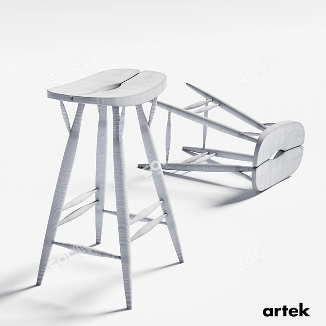 Vintage Pirkka Bar Stool 3D model image 3