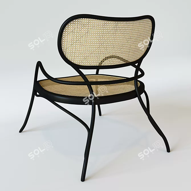 Classic Teak and Wood Armchair 3D model image 2