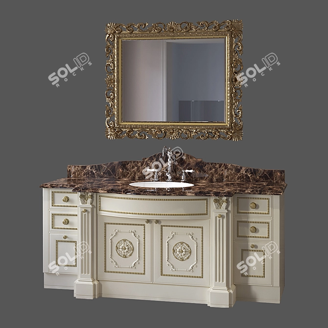 Classic Sink Set with Vanity 3D model image 1