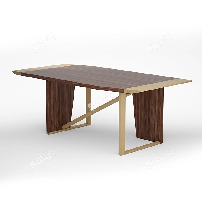 Solid Wood Dining Table OM 3D model image 1