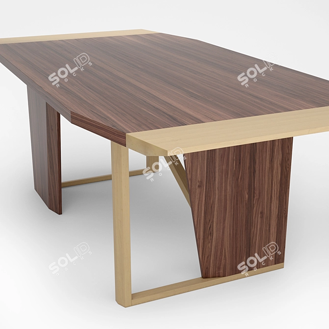 Solid Wood Dining Table OM 3D model image 3