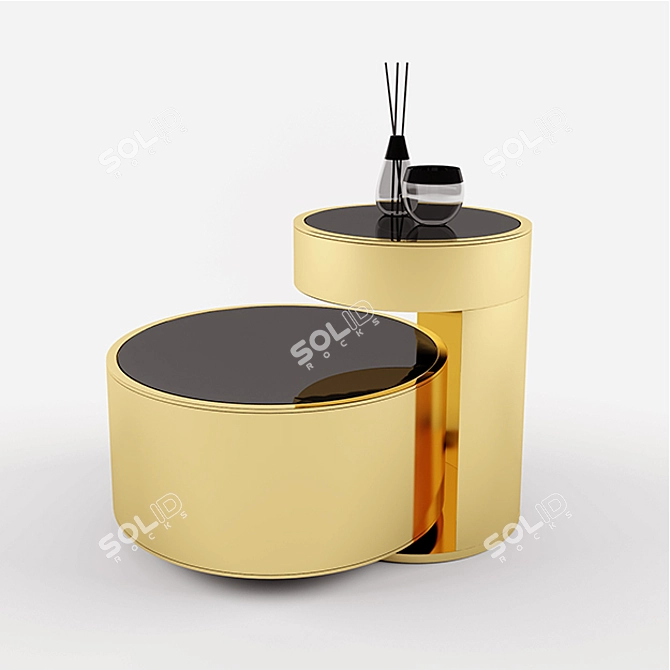Golden Elegance Center Table 3D model image 1
