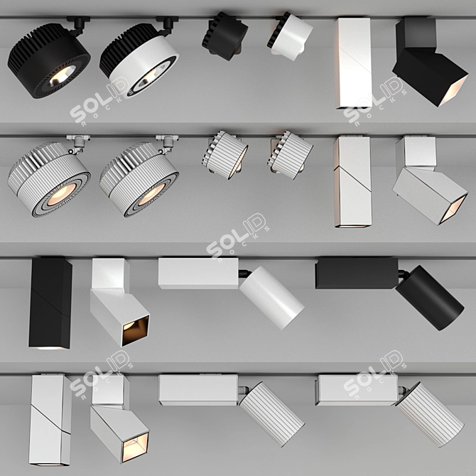 Adjustable Track Lighting Set 3D model image 3