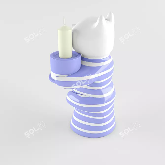  Porcelain Pig Candle Holder 3D model image 2