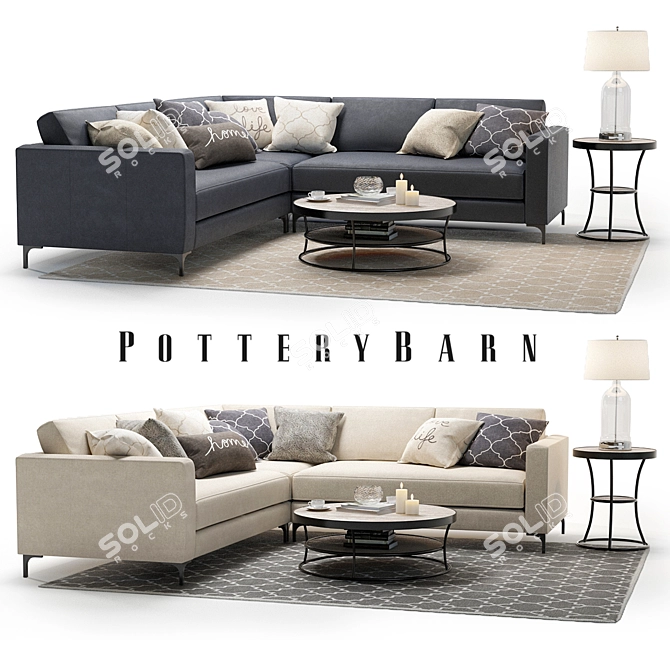 Pottery Barn Jake Sectional Sofa 3D model image 1