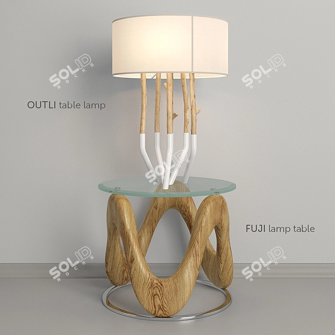Modern Set: Outli Table Lamp & Fuji Lamp Table 3D model image 1