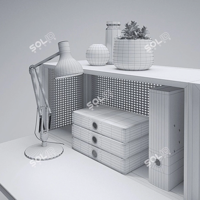 Modern Mesh Shelving System 3D model image 3