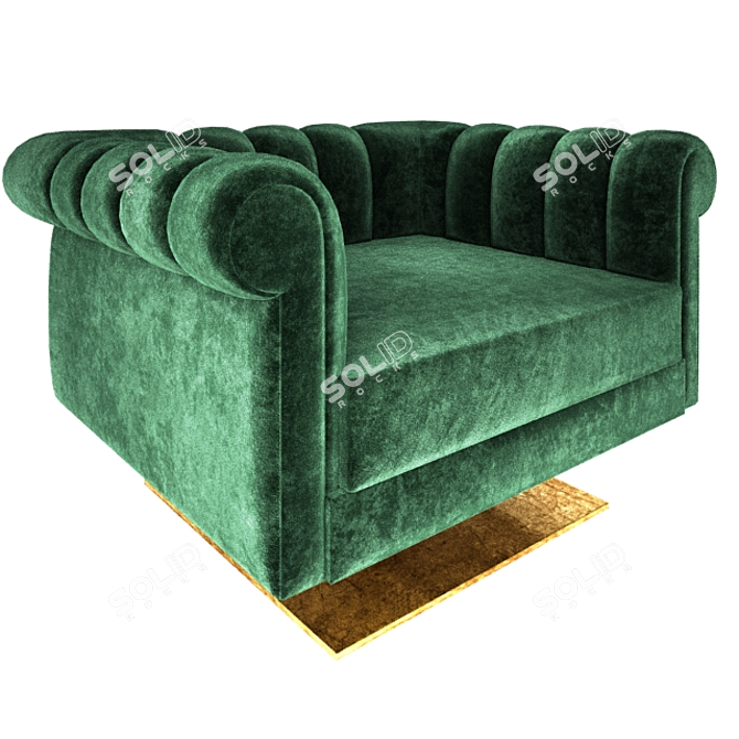 Luxurious Velvet Armchair 3D model image 1