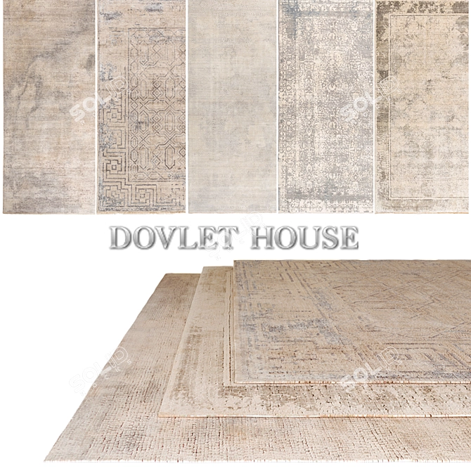 DOVLET HOUSE 5-Piece Carpets: Timeless Elegance 3D model image 1