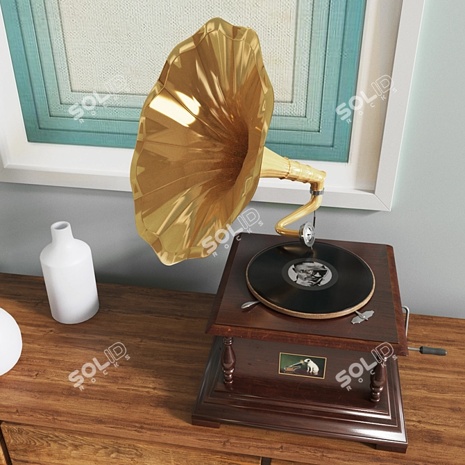 Vintage-inspired Bin Pull Console 3D model image 2