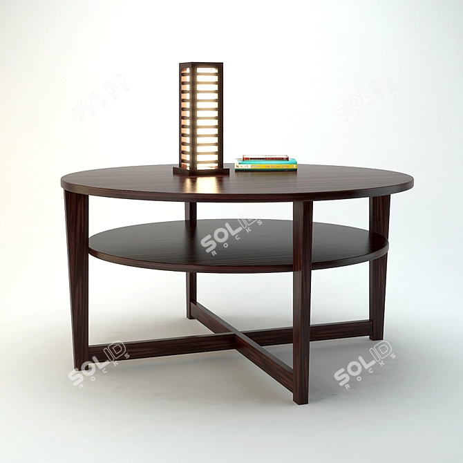Versatile VEJMON Coffee Table with Bookshelf 3D model image 1