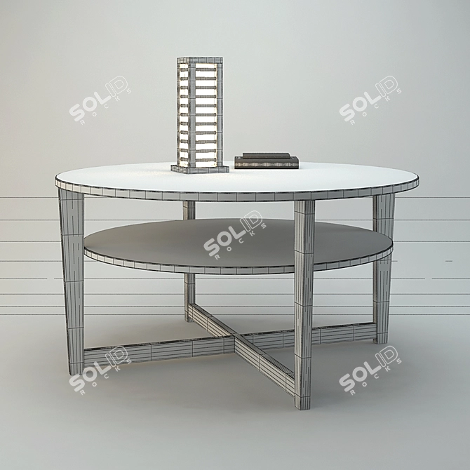 Versatile VEJMON Coffee Table with Bookshelf 3D model image 2