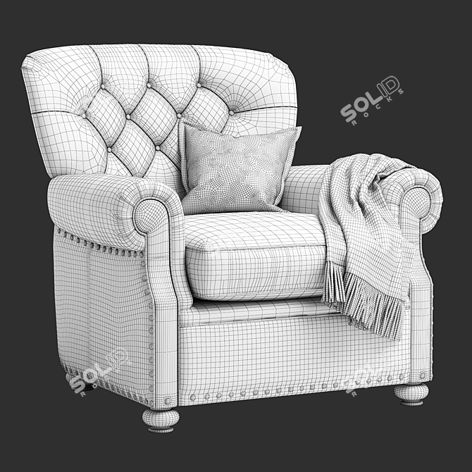 Classic Leather Armchair with Quilted Detail 3D model image 3