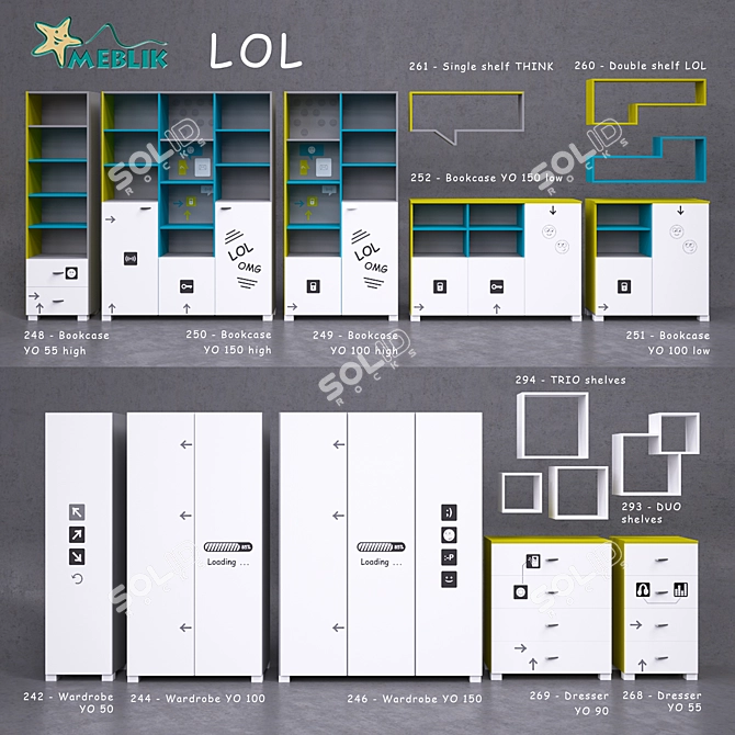 Youth Emoji Furniture Set 3D model image 2