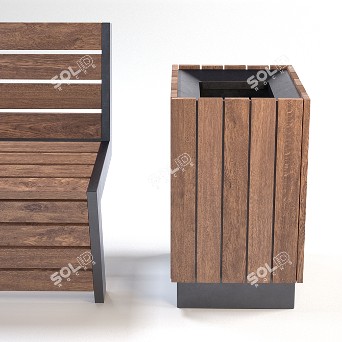 Adanat Ursula - Outdoor Bench & Dustbins 3D model image 2