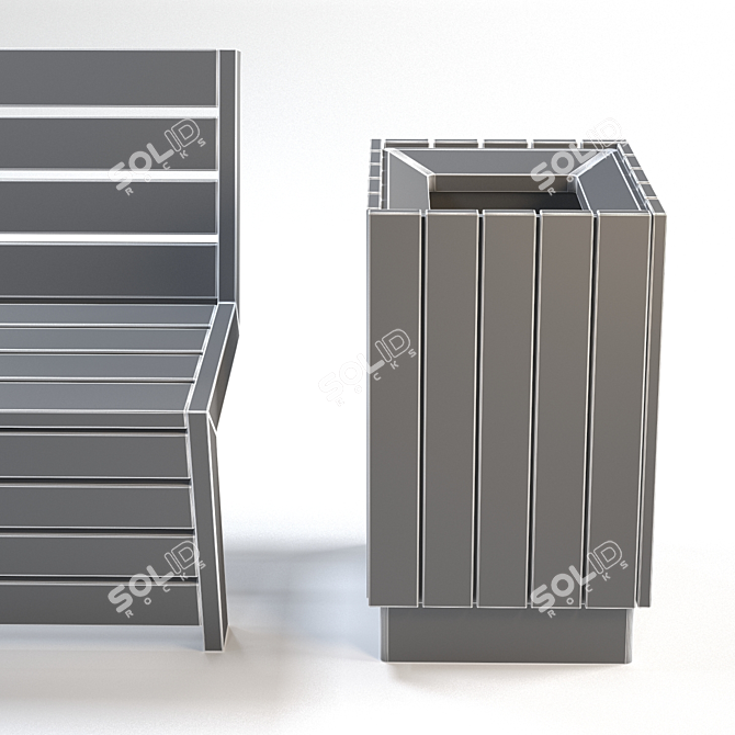 Adanat Ursula - Outdoor Bench & Dustbins 3D model image 3