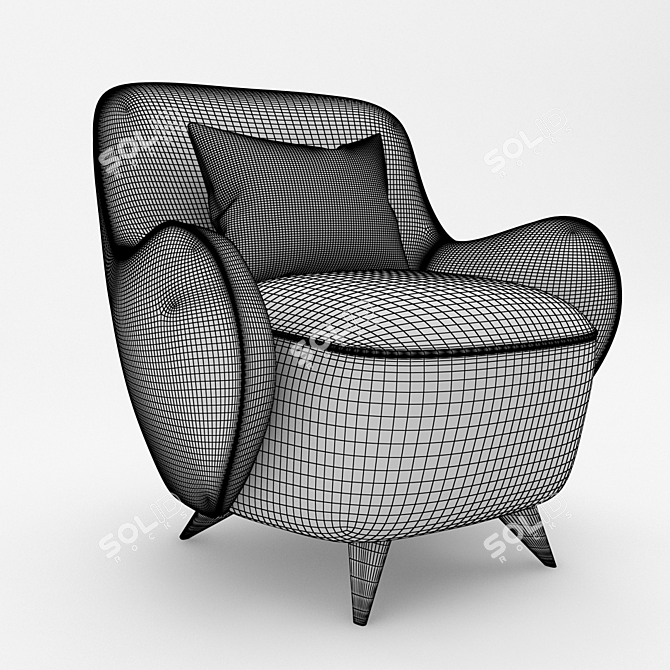 Elegant Maple Barrel Chair 3D model image 2