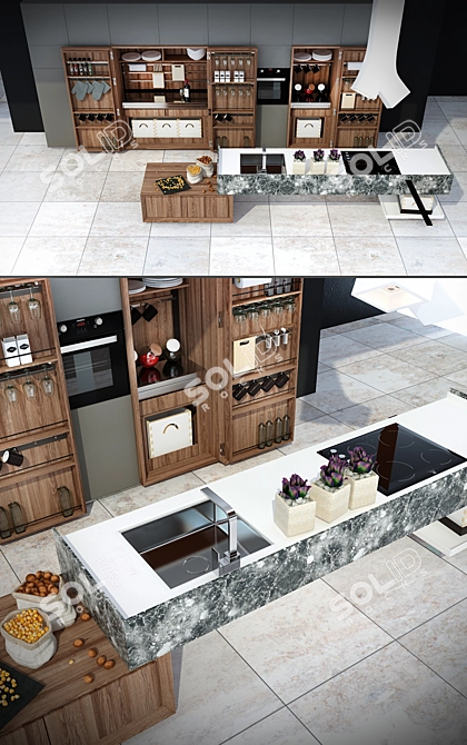 Sleek Elica YE Kitchen Extractor 3D model image 2