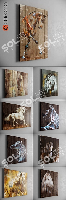 9-Piece Artwork Set: Low-Poly 3D Paintings 3D model image 2