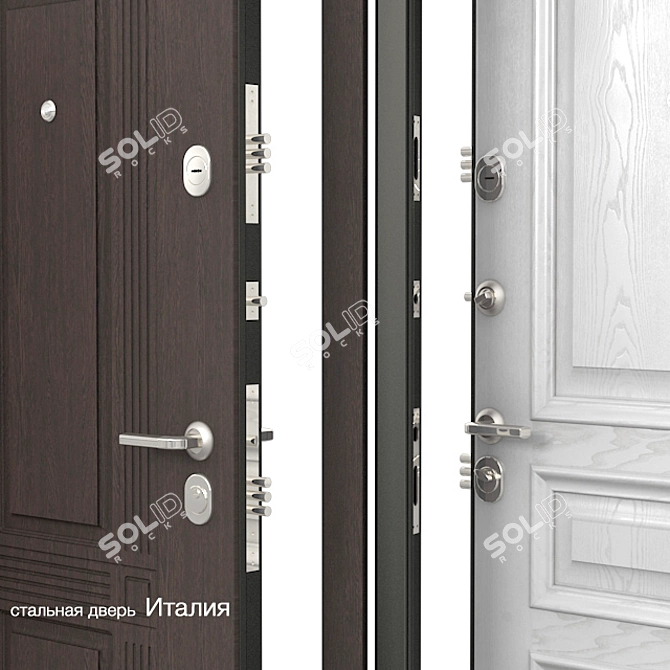 Italian Style Steel Door 3D model image 2