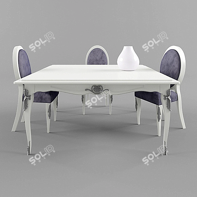 Elegant Charlotte Table and Chair Set 3D model image 2