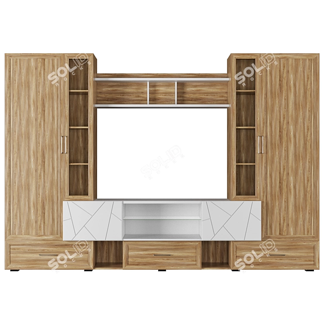 Modern TV Cabinet with White Accents 3D model image 1