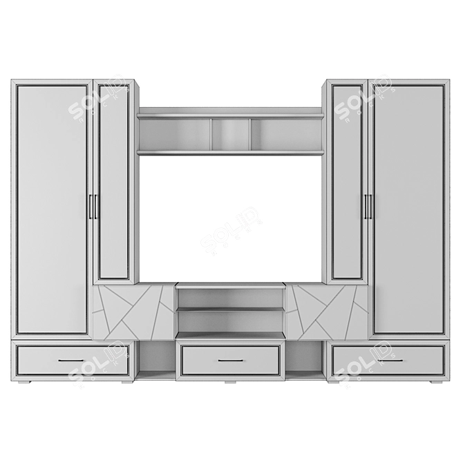 Modern TV Cabinet with White Accents 3D model image 2