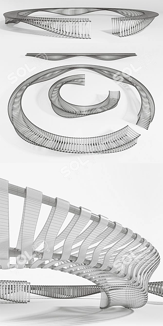 Sculptural Zipper Benches for NYC 3D model image 3