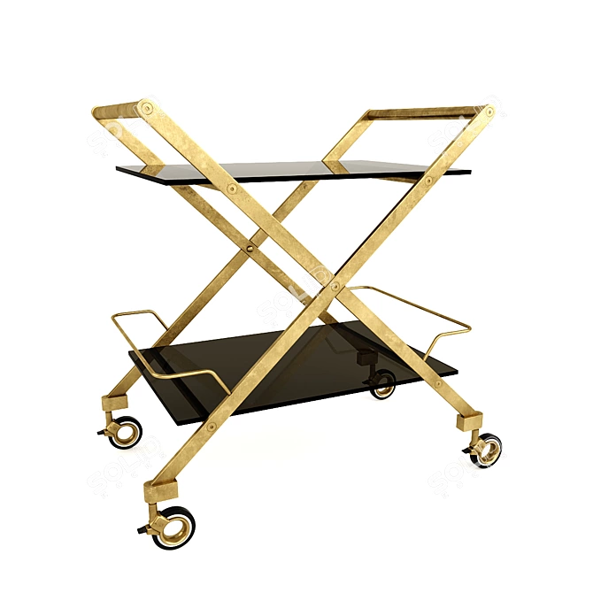 Foldable Serving Table on Wheels Vanshen 3D model image 1