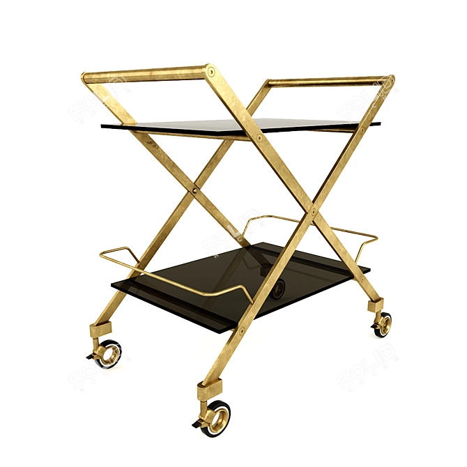 Foldable Serving Table on Wheels Vanshen 3D model image 2
