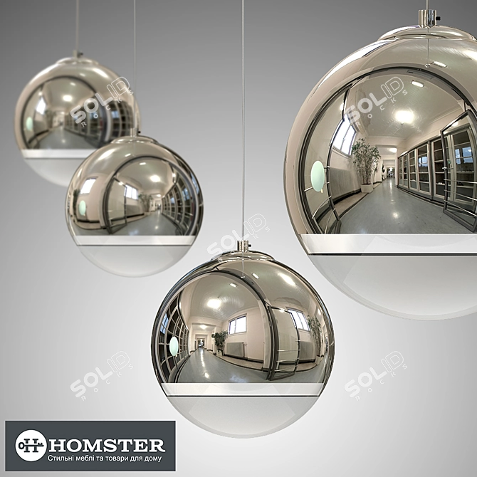 Elegant Glass and Chrome Chandelier 3D model image 1