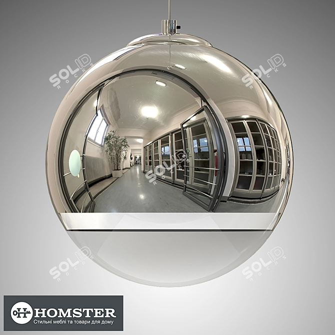 Elegant Glass and Chrome Chandelier 3D model image 2