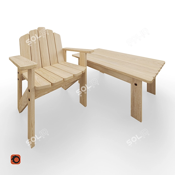 Modern Table Set 3D model image 1