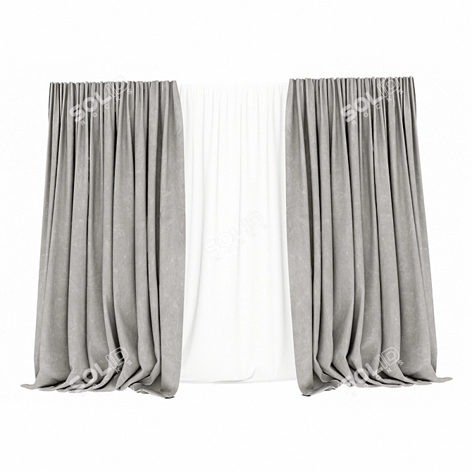 Elegant Window Drapes 3D model image 1