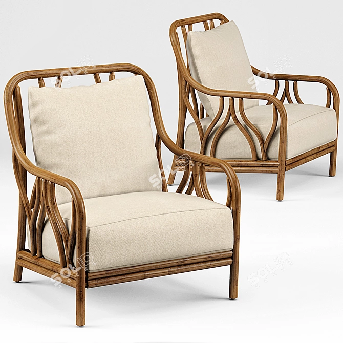 Title: Carmela Rattan Wishbone Chair: Elegant Design, Natural Comfort 3D model image 1