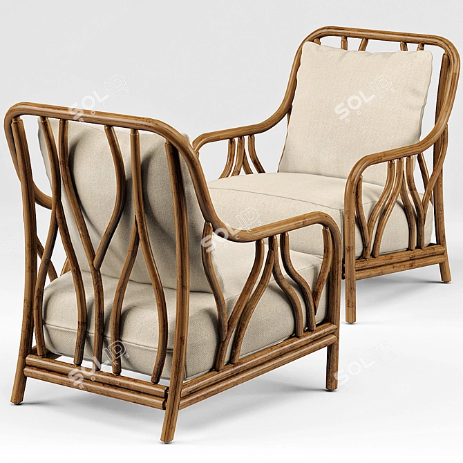 Title: Carmela Rattan Wishbone Chair: Elegant Design, Natural Comfort 3D model image 2