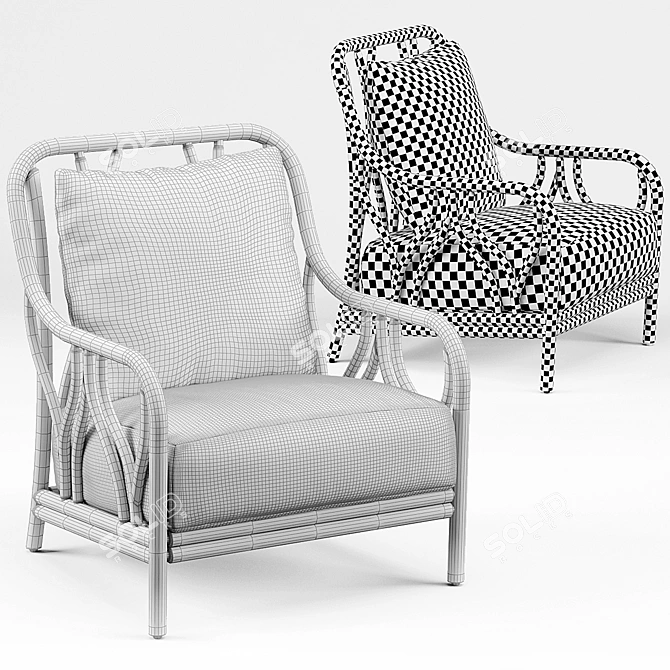 Title: Carmela Rattan Wishbone Chair: Elegant Design, Natural Comfort 3D model image 3