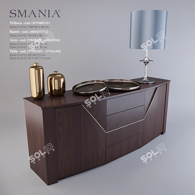 Smania Tribeca Comod, Bastet Lamp, Talia Trays, Ares Vases 3D model image 1