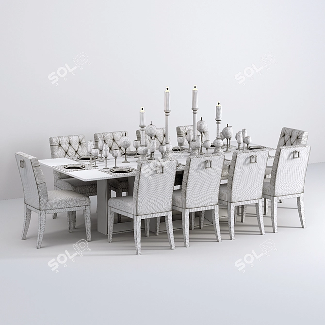 Elegant 3-Piece Dining Set 3D model image 3