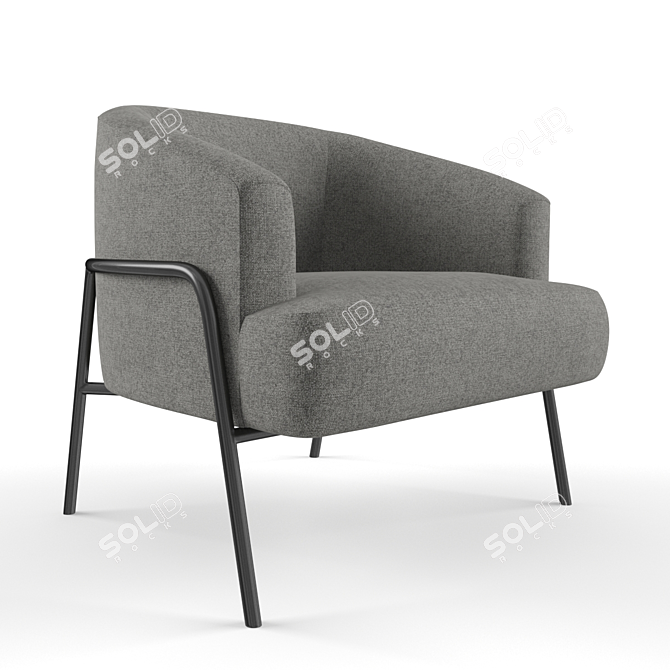 Stylish Gray Paolo Accent Chair 3D model image 2