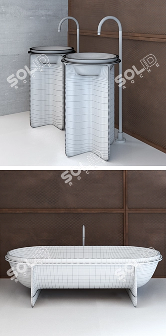 Controstampo Washbasin & Bathtub 3D model image 3