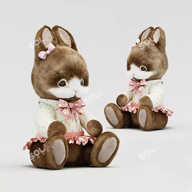 Cozy Cottage Hare Plush Toy 3D model image 1