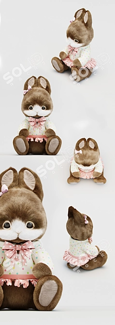 Cozy Cottage Hare Plush Toy 3D model image 2