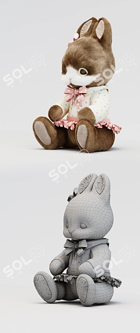 Cozy Cottage Hare Plush Toy 3D model image 3