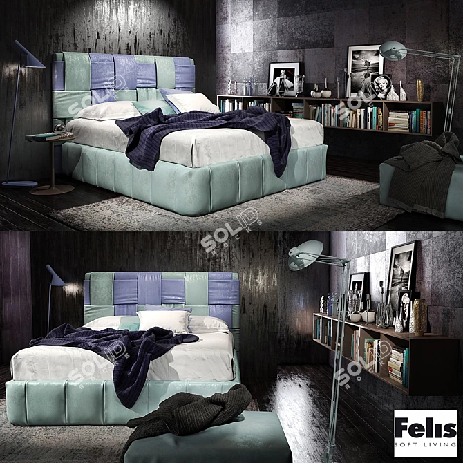 Elegant Felis Tiffany Bedroom Set 3D model image 1