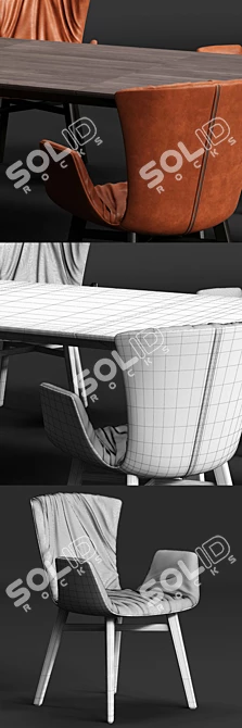 Elegant DRAENERT Armchair and Table 3D model image 3